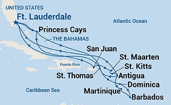 20-Day Caribbean Explorer Holiday Itinerary Map